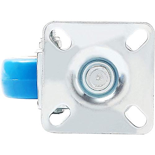 8 Pack Caster Wheels Swivel Plate Casters On Blue Polyurethane Wheels PU