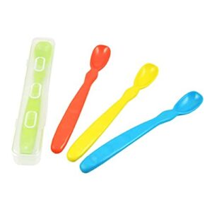 re play made in the usa 4pk infant spoons with travel case - green, red, yellow, blue (preschool)