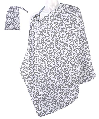 LK Baby Nursing Cover for Breastfeeding Privacy Soft 100% Cotton in Grey White