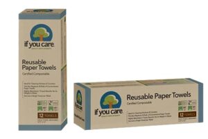 if you care reusable paper towels– 12 ct sheets – 100% natural, compostable cleaning cloths for kitchen, bathroom, home countertop surfaces – extra absorbent, eco friendly