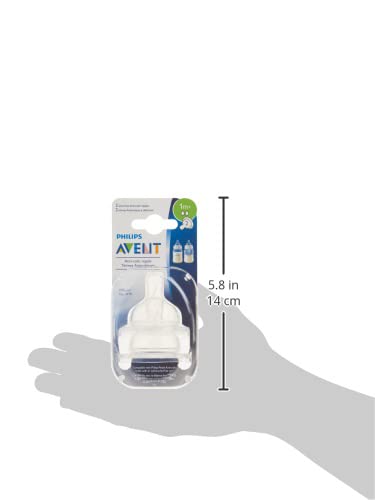 Philips AVENT Anti-Colic Nipple, Clear, 2 Slow Flow, 2 Count