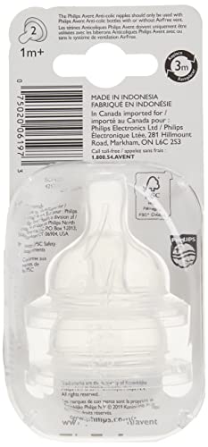 Philips AVENT Anti-Colic Nipple, Clear, 2 Slow Flow, 2 Count