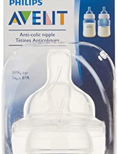 Philips AVENT Anti-Colic Nipple, Clear, 2 Slow Flow, 2 Count