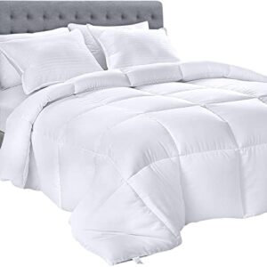 utopia bedding down alternative comforter (twin, white) - all season comforter - plush siliconized fiberfill duvet insert - box stitched