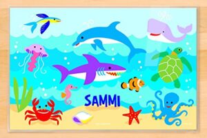 ocean personalized placemat by art appeel, laminated, 18 x 12 inches