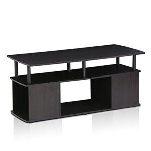 furinno jaya utility design coffee table / tv stand for tv up to 55 inch with open storage, blackwood