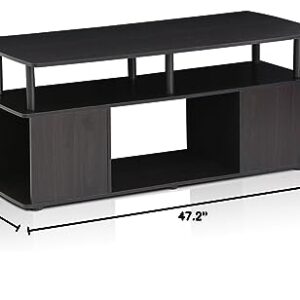 Furinno JAYA Utility Design Coffee Table / TV Stand for TV up to 55 Inch with Open Storage, Blackwood