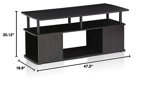 Furinno JAYA Utility Design Coffee Table / TV Stand for TV up to 55 Inch with Open Storage, Blackwood