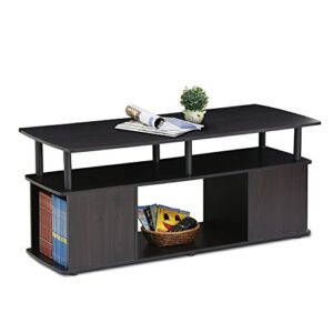 Furinno JAYA Utility Design Coffee Table / TV Stand for TV up to 55 Inch with Open Storage, Blackwood