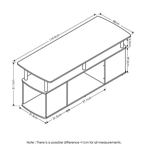 Furinno JAYA Utility Design Coffee Table / TV Stand for TV up to 55 Inch with Open Storage, Blackwood