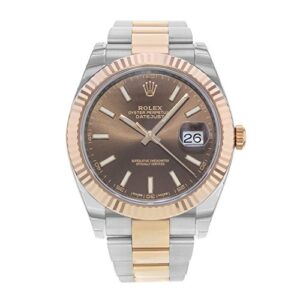 rolex datejust ii 41mm chocolate dial rose gold and steel men's watch 126331