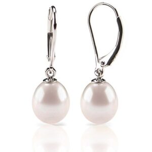 pavoi freshwater cultured pearl earrings leverback dangle studs - handpicked aaa 7mm