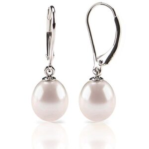 PAVOI Freshwater Cultured Pearl Earrings Leverback Dangle Studs - Handpicked AAA 7mm