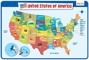 merka kids placemat silicone placemat map placemats for kids reusable us geography map and the capitals of all 50 states