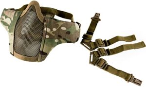 onetigris 6" foldable half face mesh mask military style comfortable adjustable tactical lower face protective mask (multicam)