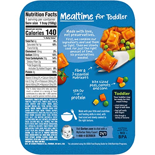 Gerber Graduates Cheese Ravioli in Tomato Sauce with Mixed Vegetables, 6.6 Ounce
