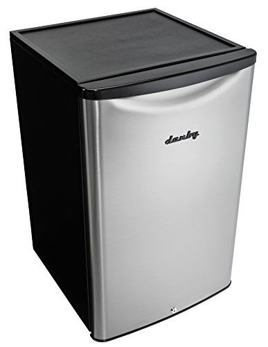 Danby DAR044A6BSLDBO 4.4 Cu.Ft. Outdoor Mini Fridge, IPX4-Rated Stainless Steel Look All Refrigerator for Patio, Cabana, Pool Bar, E-Star Rated, Spotless Steel