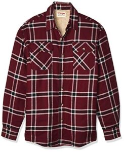 wrangler authentics men's long sleeve sherpa lined shirt jacket, tawny port, x-large