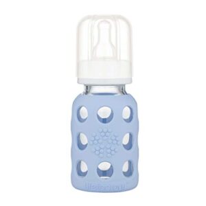 lifefactory glass baby bottle with stage 1 nipple and protective silicone sleeve blanket 4 oz