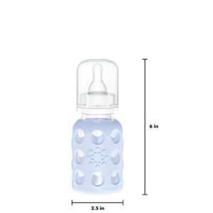 Lifefactory Glass Baby Bottle with Stage 1 Nipple and Protective Silicone Sleeve Blanket 4 Oz