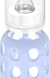 Lifefactory Glass Baby Bottle with Stage 1 Nipple and Protective Silicone Sleeve Blanket 4 Oz