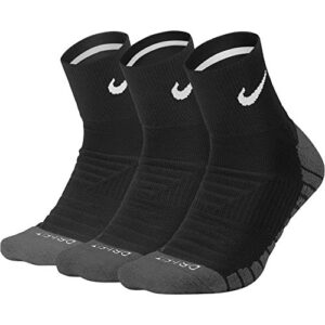 Nike Dri-Fit Half Cushion Quarter Socks (3 Pack),Black/Anthracite/White,X-Large