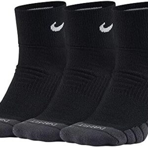 Nike Dri-Fit Half Cushion Quarter Socks (3 Pack),Black/Anthracite/White,X-Large