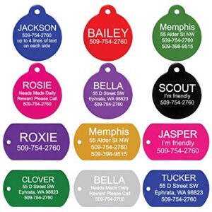 GoTags Custom Engraved Pet ID Tags for Dogs and Cats, Personalized on Both Sides, Many Tag Shapes Including Bone, Heart, Bow Tie, Star, Round and Badge