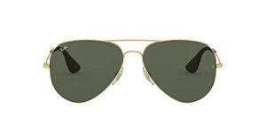 ray-ban rb3558 aviator sunglasses, gold/dark green, 58 mm