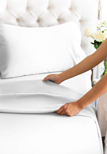 Full Size Sheet Set - Breathable & Cooling Sheets - Hotel Luxury Bed Sheets - Extra Soft - Deep Pockets - Easy Fit - 4 Piece Set - Wrinkle Free - Comfy - White Bed Sheets - Fulls Sheets - 4 PC