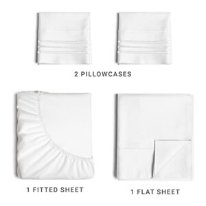 Full Size Sheet Set - Breathable & Cooling Sheets - Hotel Luxury Bed Sheets - Extra Soft - Deep Pockets - Easy Fit - 4 Piece Set - Wrinkle Free - Comfy - White Bed Sheets - Fulls Sheets - 4 PC