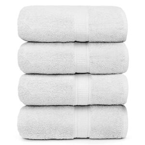 ariv towels 4-piece large premium bamboo cotton bath towels set- suitable for sensitive skin & daily use- soft, quick drying & highly absorbent towels for bathroom, gym, hotel & spa - 30" x 52"- white