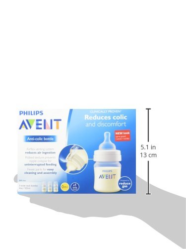 Philips Avent Anti-colic Baby Bottles Clear, 4oz, 3 Piece