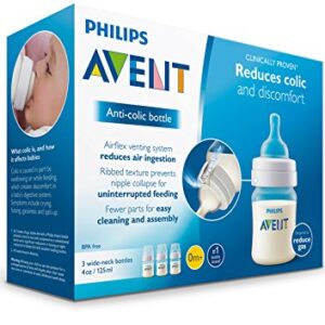 Philips Avent Anti-colic Baby Bottles Clear, 4oz, 3 Piece