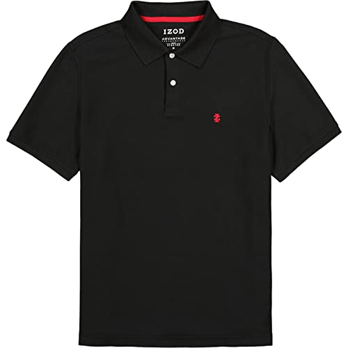 IZOD Men's Big and Tall Advantage Performance Solid Polo, Black, 2X-Large Tall