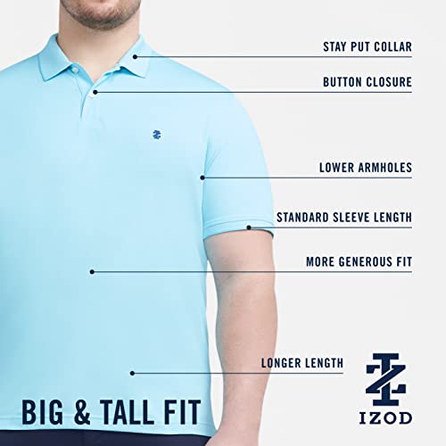 IZOD Men's Big and Tall Advantage Performance Solid Polo, Black, 2X-Large Tall