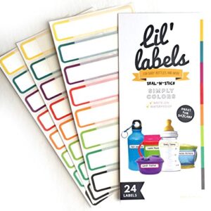 Bottle Labels, Food Pantry Label, Write-On, Self-Laminating, Waterproof Kids Name Labels for Baby Bottles for Daycare School, Dishwasher, Freezer, Kitchen Safe (Simply Colors - Rainbow Inspired))