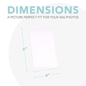 Photo Booth Frames - 4x6 Inch Clear Acrylic Plastic Display, Slanted Back Vertical Standing Picture or Display Sign Holder with Inserts - 12 Count