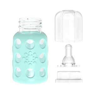 Lifefactory Glass Baby Bottle with Silicone Sleeve 4 Ounce, 2 Pack - Mint