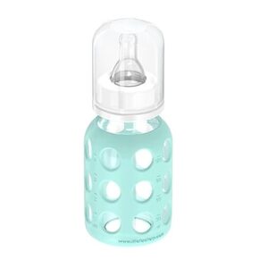 Lifefactory Glass Baby Bottle with Silicone Sleeve 4 Ounce, 2 Pack - Mint