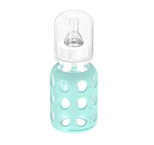 Lifefactory Glass Baby Bottle with Silicone Sleeve 4 Ounce, 2 Pack - Mint