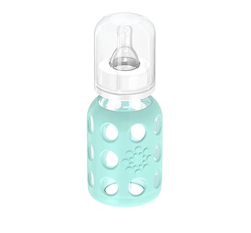 Lifefactory Glass Baby Bottle with Silicone Sleeve 4 Ounce, 2 Pack - Mint