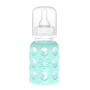 Lifefactory Glass Baby Bottle with Silicone Sleeve 4 Ounce, 2 Pack - Mint