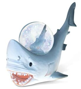 cota global shark snow globe - ocean life animal water globe figurine with sparkling glitter, zoo collectible novelty ornament for home decor, for birthdays, christmas, valentine – 45mm