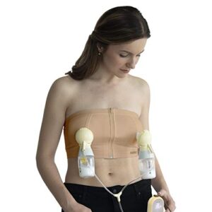 medela easy expression hands free pumping bra, nude, small, comfortable & adaptable with no-slip support for multitasking