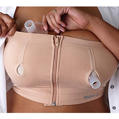 Medela Easy Expression Hands Free Pumping Bra, Nude, Small, Comfortable & Adaptable with No-Slip Support for Multitasking