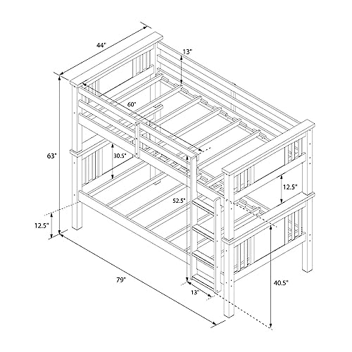 Dorel Living Twin Bunk Bed, Espresso