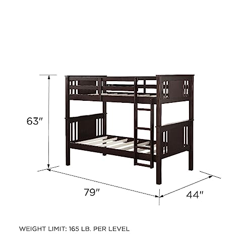 Dorel Living Twin Bunk Bed, Espresso