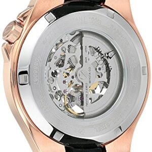 Bulova Men's Classic Maquina Rose Gold Stainless Steel 3-Hand Automatic Watch with Black Silicone Strap, Skeleton Dial Style: 98A177