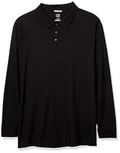 cutter & buck men's big and tall big & tall 35+upf, long sleeve advantage polo shirt, black, 4xb